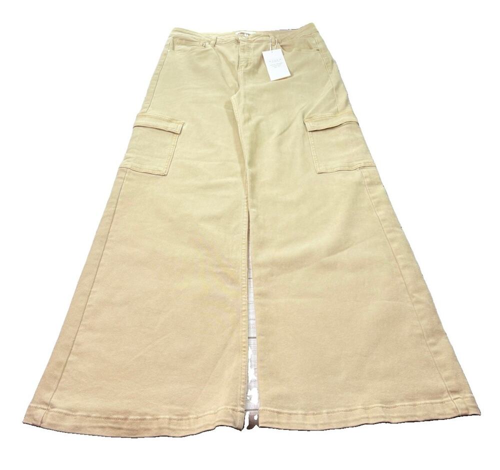 Risen Jeans Womens High Rise Wide Leg Cargo Pants Khaki Utility Size 1XL